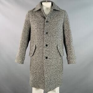CARVEN Size 42 Grey Black Tweed Wool Blend Single Breasted Flap Pockets Coat